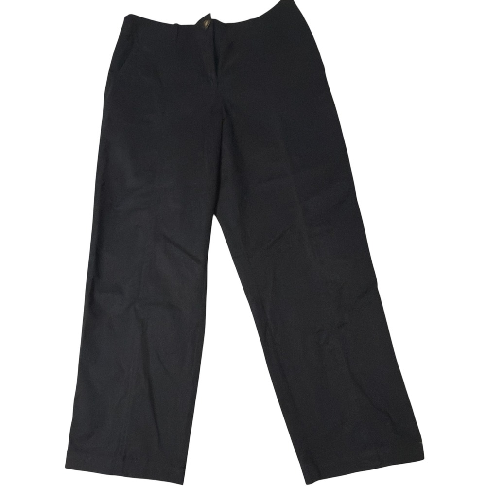 Ann Taylor Weekend Straight Leg Pants Womens 10 Black Cotton Stretch